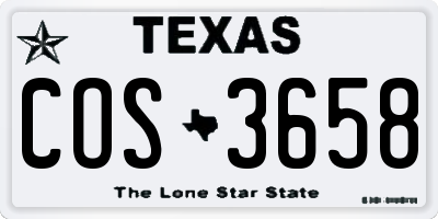 TX license plate COS3658