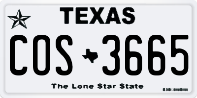 TX license plate COS3665