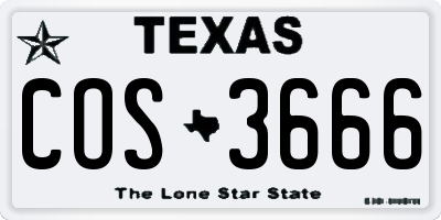 TX license plate COS3666
