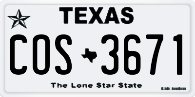 TX license plate COS3671