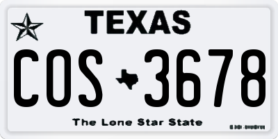 TX license plate COS3678