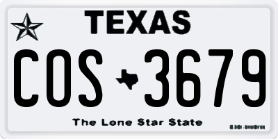 TX license plate COS3679