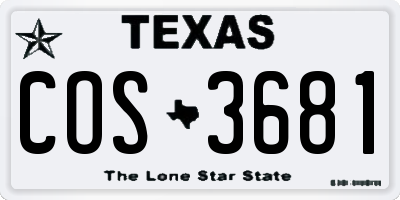 TX license plate COS3681