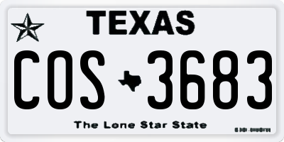 TX license plate COS3683