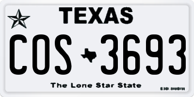 TX license plate COS3693