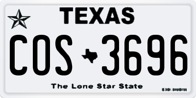 TX license plate COS3696