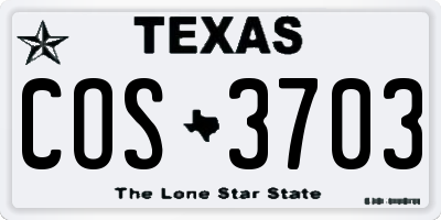 TX license plate COS3703