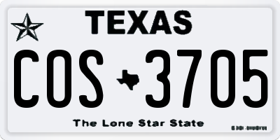 TX license plate COS3705
