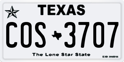 TX license plate COS3707