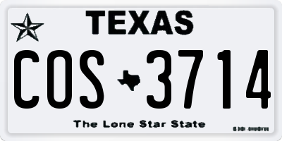 TX license plate COS3714