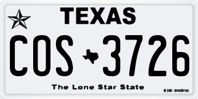TX license plate COS3726