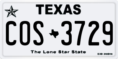 TX license plate COS3729