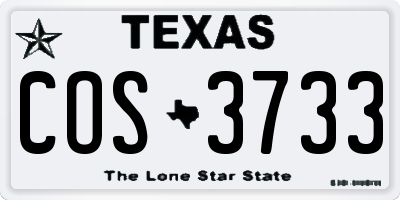 TX license plate COS3733