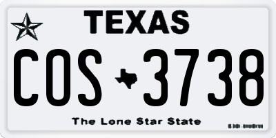 TX license plate COS3738