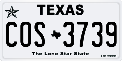 TX license plate COS3739