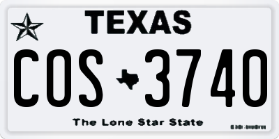 TX license plate COS3740