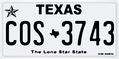 TX license plate COS3743