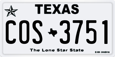 TX license plate COS3751
