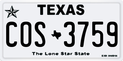 TX license plate COS3759