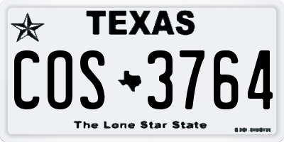TX license plate COS3764