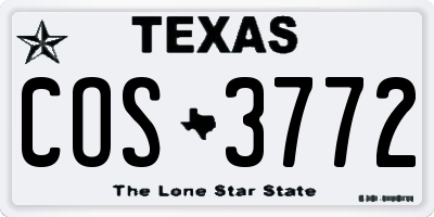 TX license plate COS3772