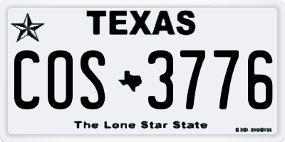 TX license plate COS3776