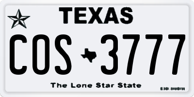 TX license plate COS3777