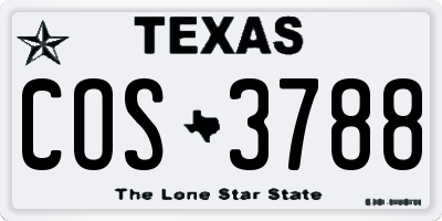 TX license plate COS3788
