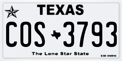 TX license plate COS3793