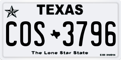 TX license plate COS3796