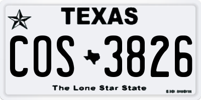 TX license plate COS3826