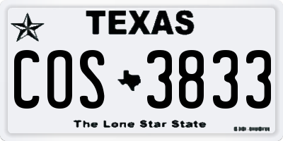 TX license plate COS3833