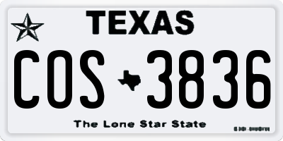 TX license plate COS3836