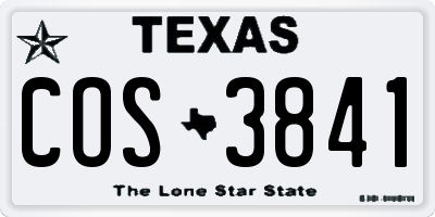 TX license plate COS3841