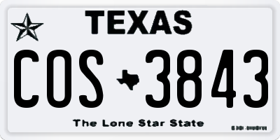 TX license plate COS3843