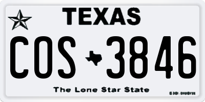TX license plate COS3846