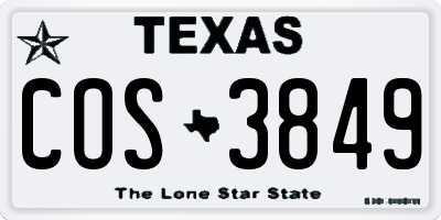 TX license plate COS3849