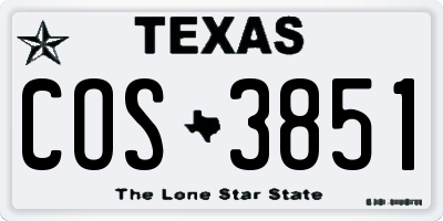 TX license plate COS3851