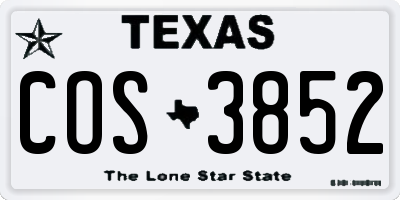 TX license plate COS3852