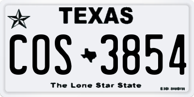TX license plate COS3854