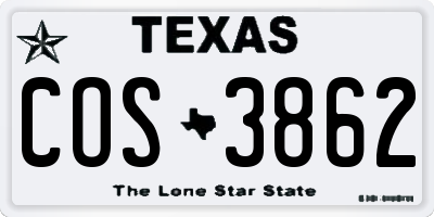 TX license plate COS3862