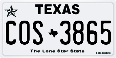 TX license plate COS3865