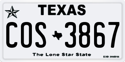 TX license plate COS3867