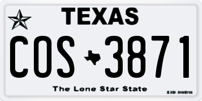 TX license plate COS3871