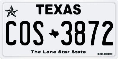 TX license plate COS3872