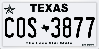 TX license plate COS3877