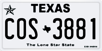 TX license plate COS3881