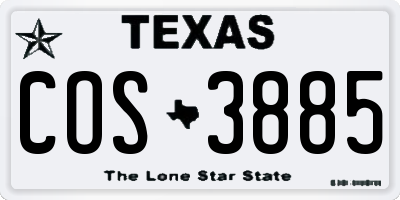 TX license plate COS3885