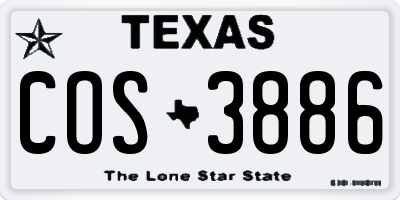 TX license plate COS3886