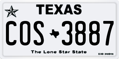 TX license plate COS3887
